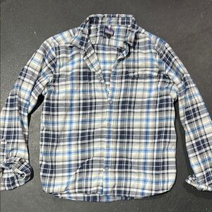 Patagonia Blue and Gray Plaid Shirt